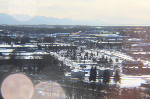 South Mid-town Anchorage, looking southeast from the roof of the BP tower. Afternoon on chilly and clear weather.
